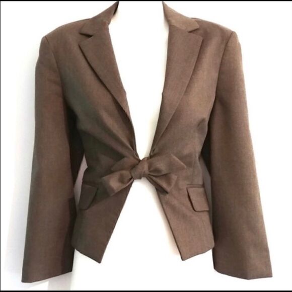 BCBGMAXAZRIA LOLITA WOOL TIE FRONT BLAZER JACKET M - Picture 1 of 5